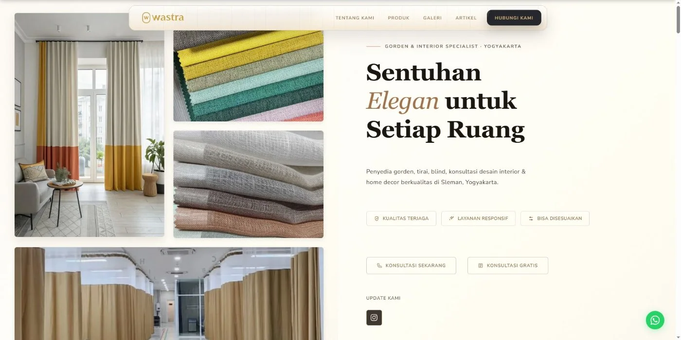 Bedah Website Wastra Home Fabric: Spesialis Gorden Jogja yang Menjual via Kepercayaan, Bukan Harga