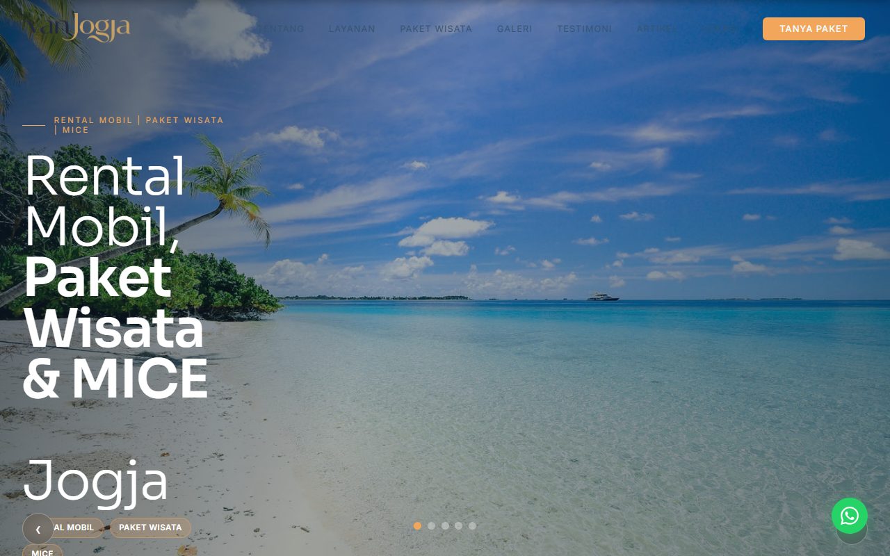 Screenshot website Wisata Vanjogja